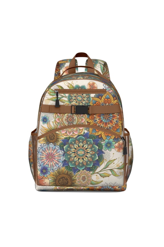 Rustic Boho Vintage Students Backpack Faded Style Toddler School Book Bag, Artistic Antique Pattern, Ideal for Travel, Daycare or Gifting