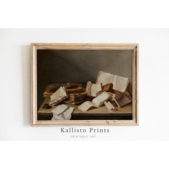 Rustic Book Pile Artwork , Dark Academia Decor Print Poster Wall Art, Dark Vintage Aesthetic, Gothic Print Posters 35, Size 12x18 UNFFRAMED F03.1.6l2056