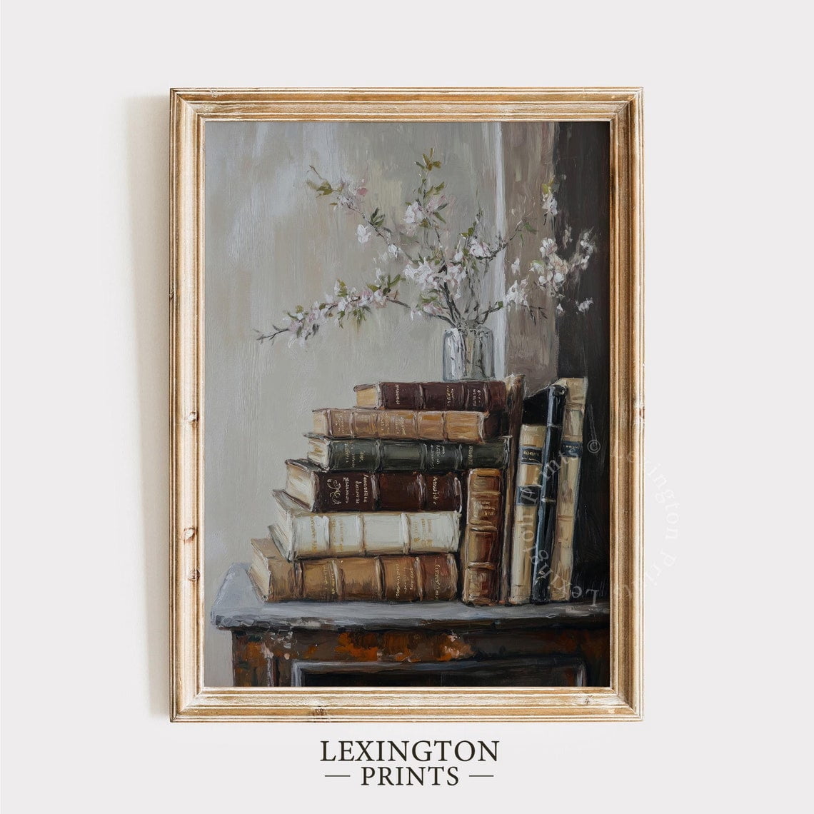 Rustic Book Stack Vintage Farmhouse Wall Art, Unframed Paper Print Size ...