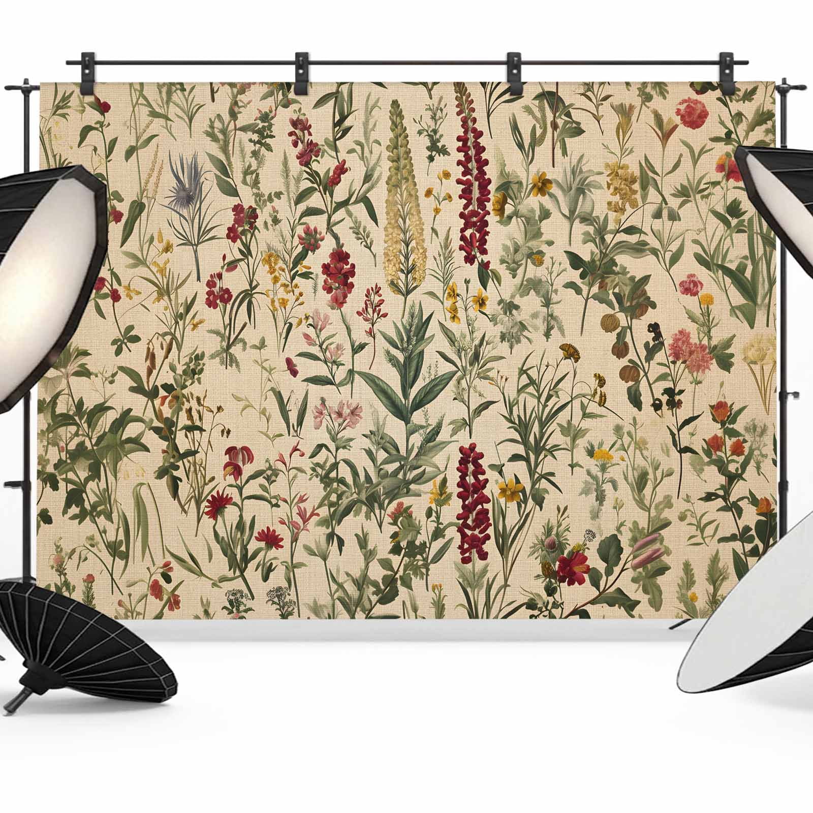 Botanical Backdrop Rustic Botanical Backdrop for Photography, Fabric Photo Background ...