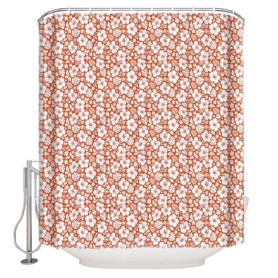 Rustic Botanical Bathroom Shower Curtains with 12 Hooks Polyester Waterproof Shower Curtain for Stalls and Bathtubs Vintage Farmhouse Flowers Leaves Orange Decorative Bathroom Curtain 72x96 Inches