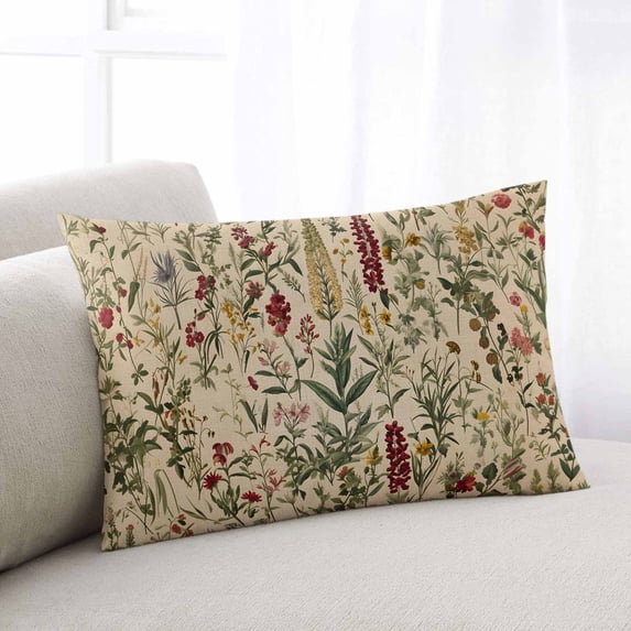 Rustic Botanical Body Pillow Cover, Pillowcase Protectors with Zipper, Breathable Decorative Throw Pillow Case Cover, Vintage Floral Wildflower Pillow Shams for Couch Sofa 24x36Inch