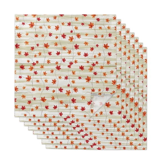 Autumn Rustic Maple Rustic Botanical Cloth Napkins, Fall Maple Leaves Farmhouse Wood Beige ...