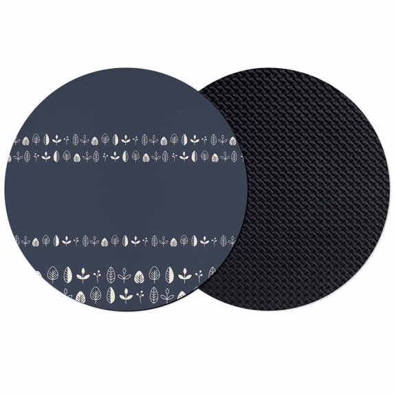 Rustic Botanical Coasters Set of 2, Absorbent Coasters for Drinks, Japanese Herb on Black Simple Art Coaster for Desk Coffee Table Protection, Home Decor House Warming Gifts 4"
