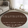 thumbnail image 1 of Rustic Botanical Round Area Rug 4Ft Washable Circle Rugs for Bedroom Dining Room, Japanese Herb on Brown Simple Art Non-Slip Carpet Floor Mats Indoor Outdoor Carpet Runner Aesthetic Home Decor, 1 of 8