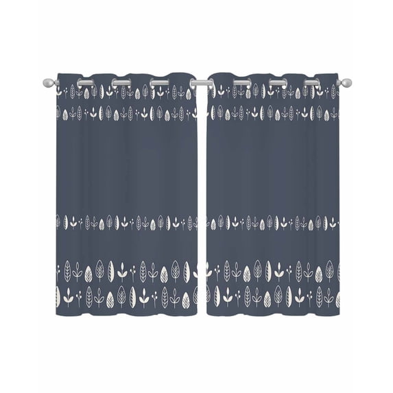 Rustic Botanical Sheer Curtains 45 Inch Length 2 Panels Set for Living Room/Bedroom, Japanese Herb on Black Simple Art Kitchen Curtains Grommet Semi-Sheer Curtains Drapes Window Treatments 42"x45"x2