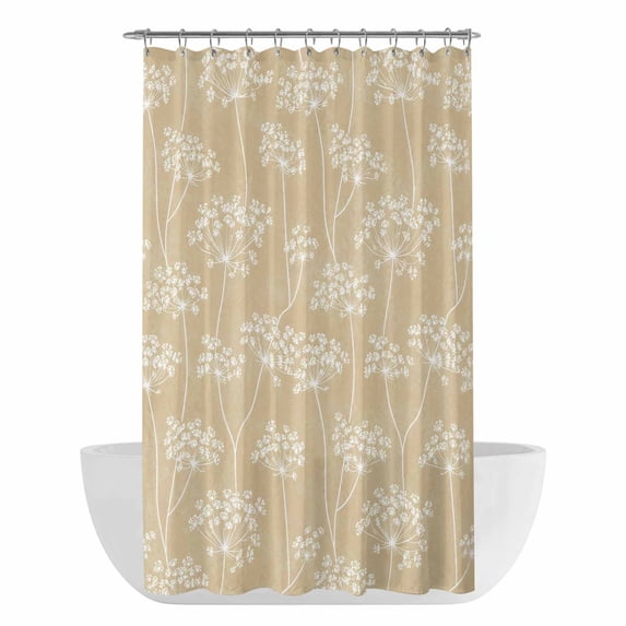 Rustic Botanical Shower Curtain - Water Repellent Fabric Shower Curtains Washable, Retro Farmhouse Floral Flowers Light Brown Decorative Polyester Cloth Bathroom Curtains Modern Bath Decor 36"x72"