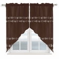 thumbnail image 1 of Rustic Botanical Swag Curtains for Kitchen/Bedroom/Living Room, Japanese Herb on Brown Simple Art Scalloped Curtains 63 Inch Long, Rod Pocket Window Swag Topper Curtains Valances 2 Panels Set 36"x63", 1 of 8