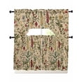 thumbnail image 1 of Rustic Botanical Swag Curtains for Living Room/Bedroom Windows, Vintage Floral Wildflower Kitchen Curtains and Valances Set 36 Inch Length, Light Filtering Swags Valance Curtain Panels, 1 of 5