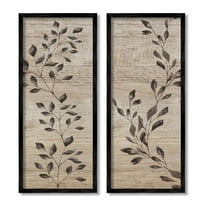 Rustic Botanical Winding Sprigs Botanical & Floral Graphic Art Black Framed Art Print Wall Art, Set of 2