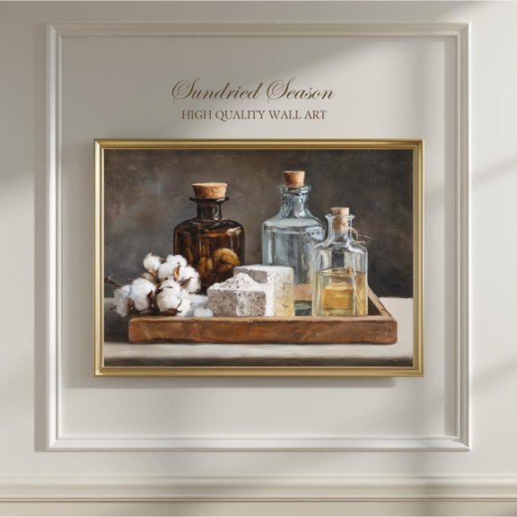 Rustic Bottles Soap Spa Wall Art Print, Unframed Paper Poster 8x10in
