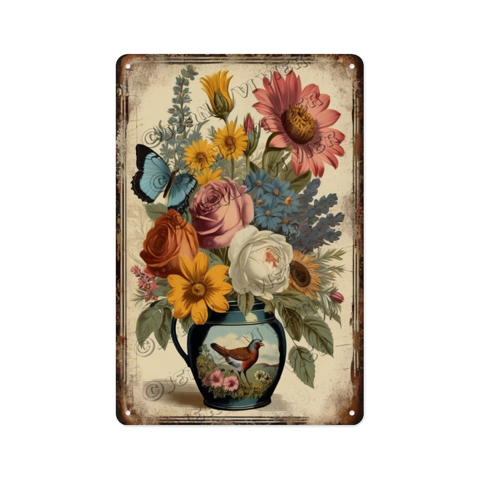 Rustic Bouquet of Flowers – 5.5x8 Metal Sign for Vintage Home Décor ...