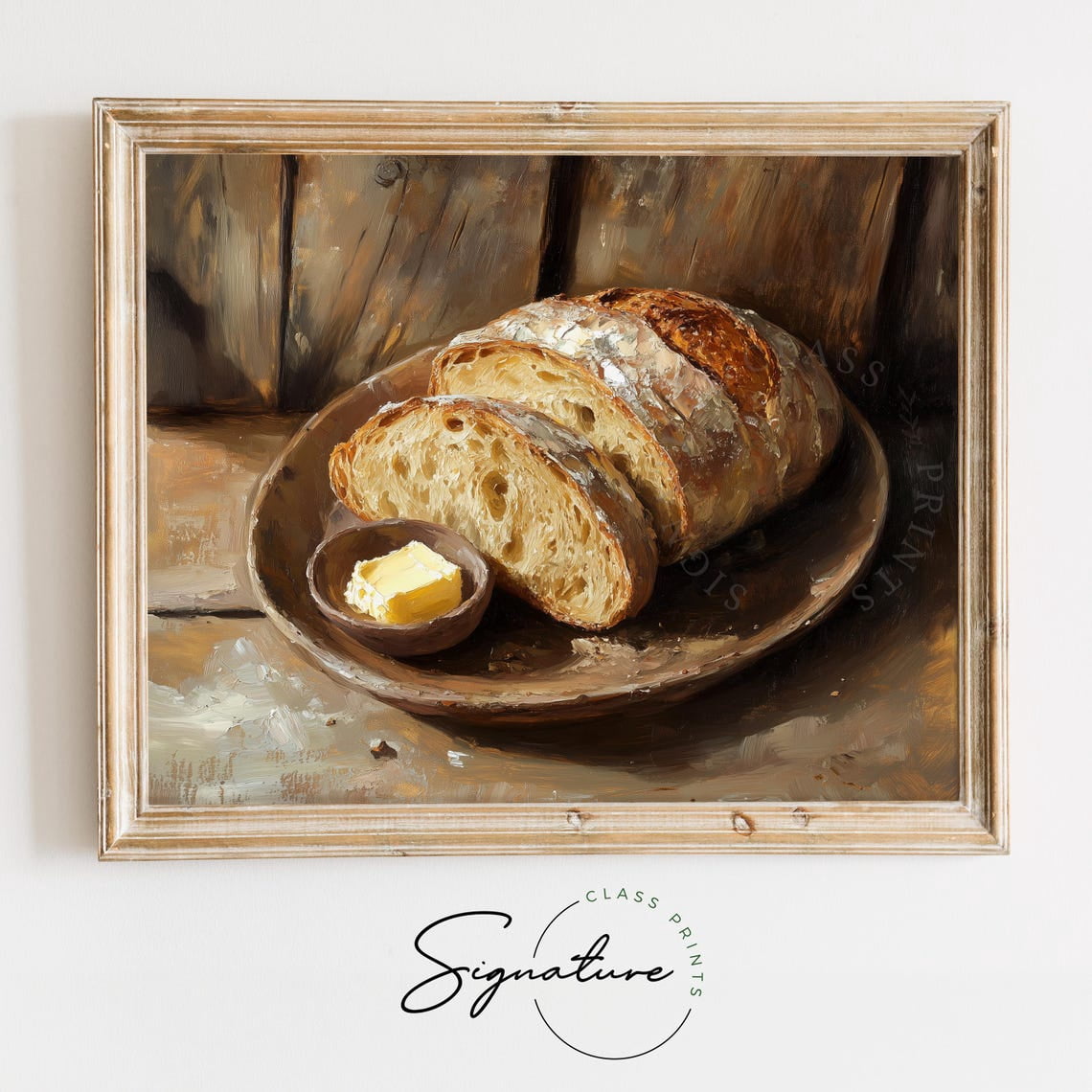 Rustic Bread And Butter Plate Wall Art Print, Warm Farmhouse Food Still ...