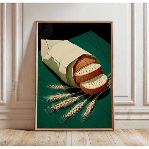Rustic Bread Poster, Sourdough Kitchen Wall Art, Paper Print, Poster Only