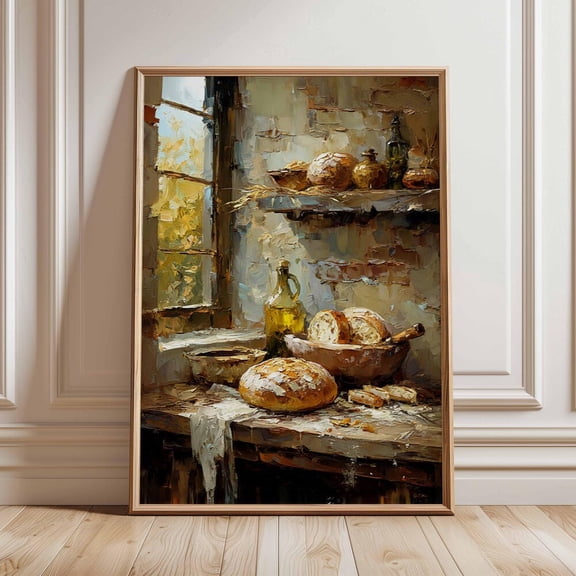 Rustic Bread Still Life Country Bakery Kitchen Poster UNFRAMED PAPER POSTER, Home Decor