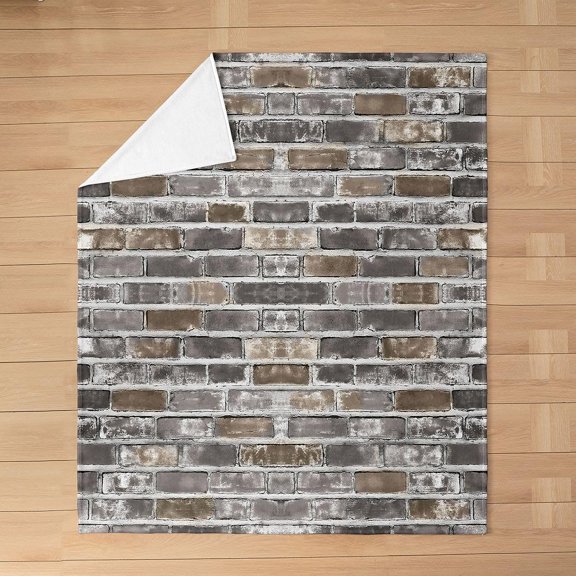 Rustic Brick Pattern Fleece Throw Blanket for Bed and Couch