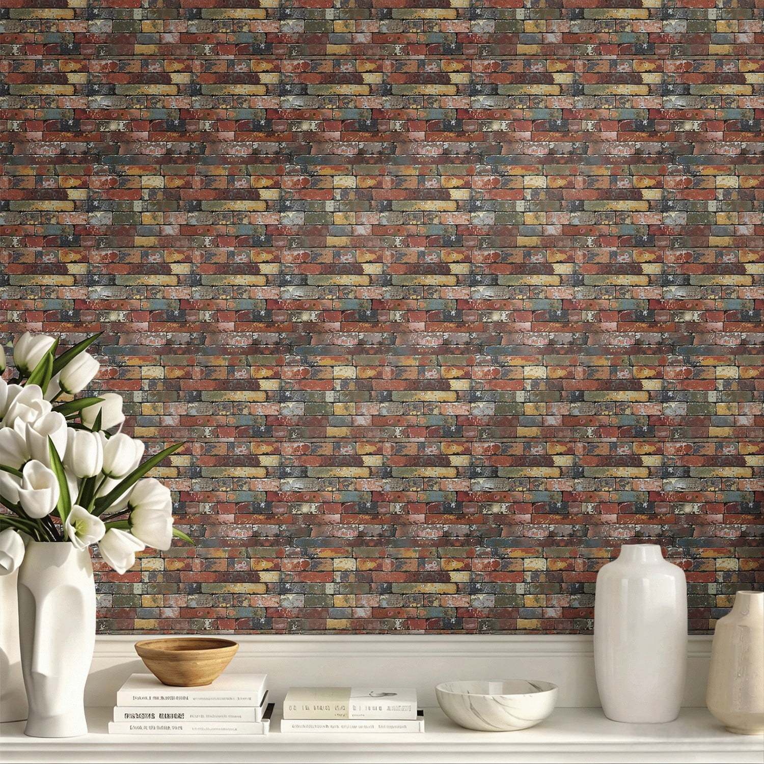 Rustic Brick Wall Peel and Stick Wallpaper, Industrial Farmhouse Wall ...