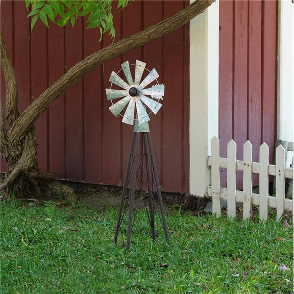 Rustic Bronze & Silver Metal Mini Windmill