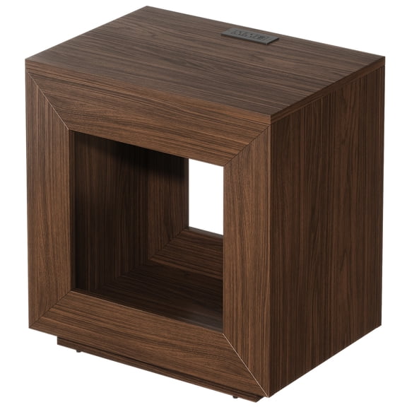 Rustic Brown 2-Tier Square Rustic Wood End Table with Storage Shelf, Industrial Sofa Side Table for Living Room, Entrance