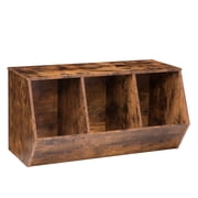 Rustic Brown 3-Compartment Stackable Storage Cubby Shelf Cabinet