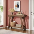thumbnail image 1 of Rustic Brown 41.3" Long Console Table for Entryway & Living Room | 2-Tier Narrow Farmhouse Entryway Table with Spacious Storage & Sturdy Particleboard Build | Slim Hallway Table, 1 of 6