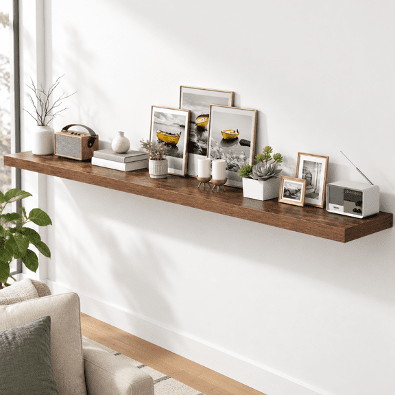Rustic Brown 72"x 11.6"-Pack of 1 Floating Shelves for Bedroom Bathroom Kitchen Coffee Bar Bookshelf