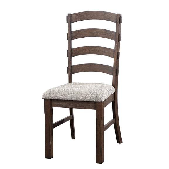 Rustic Brown Back Chairs With Grey Upholstery - Dining Space Arrangement ( Of 2 And Solid Wood Build