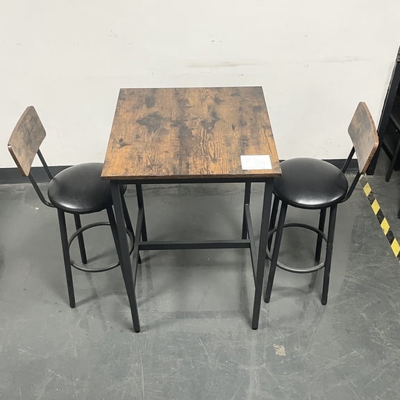 Rustic Brown Bar Furniture, Comfortable Stools With Looped Metal Footrest Table 2 Stools, Color, Sponge Cushion For Softness