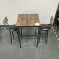 thumbnail image 1 of Rustic Brown Bar Table Set with 2 Stools - PU Seats, 23.62" Square, Kitchen/Dining. Industrial Style, Compact Design, Sturdy Metal Frame, Easy Assembly., 1 of 12