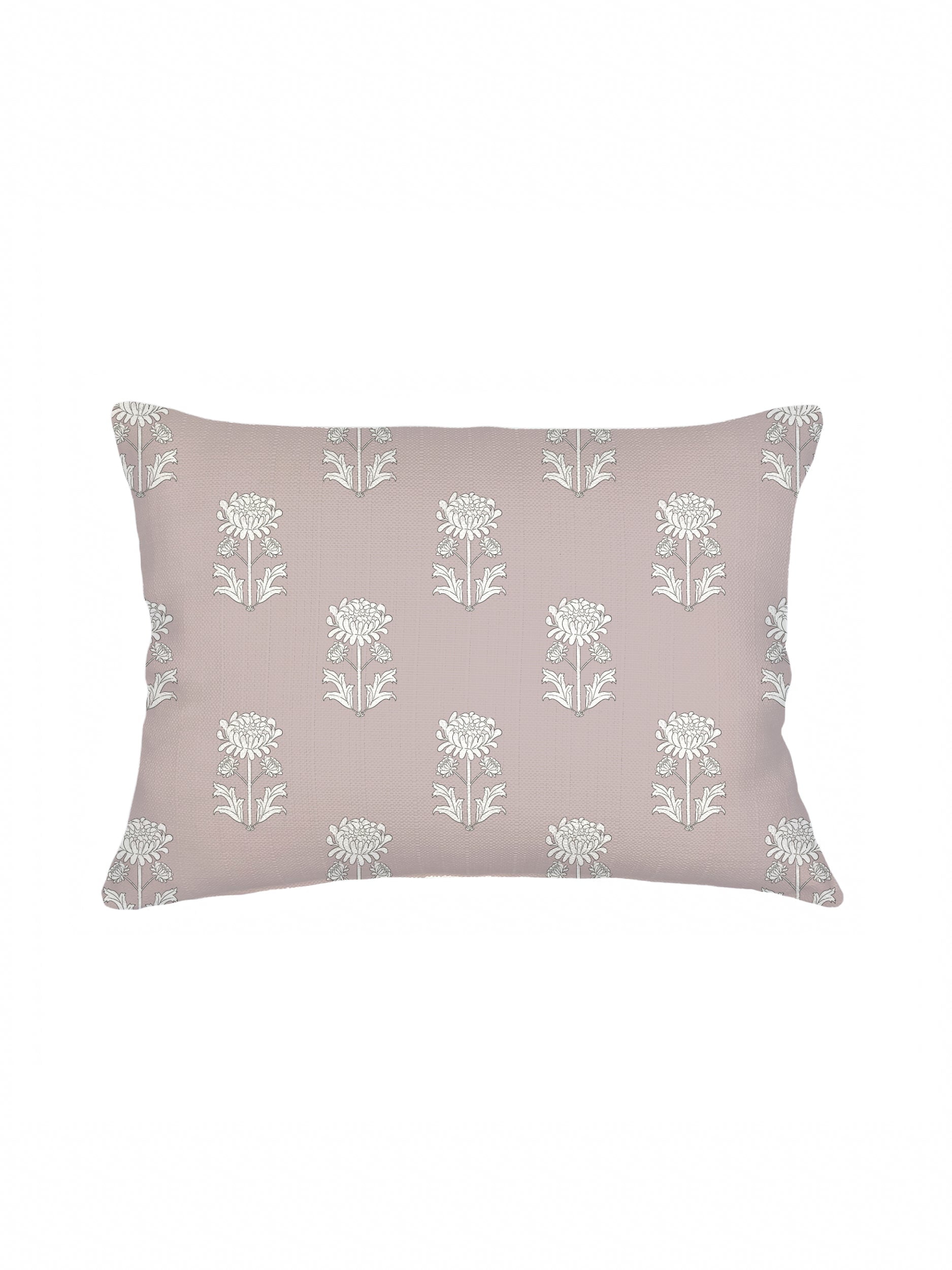 Rustic Brown Floral Block Print Linen Pillow 14x20