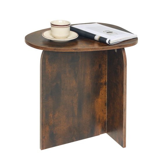 Rustic Brown C-Shape End Table, Modern Minimalist Side Table, 15.75H x