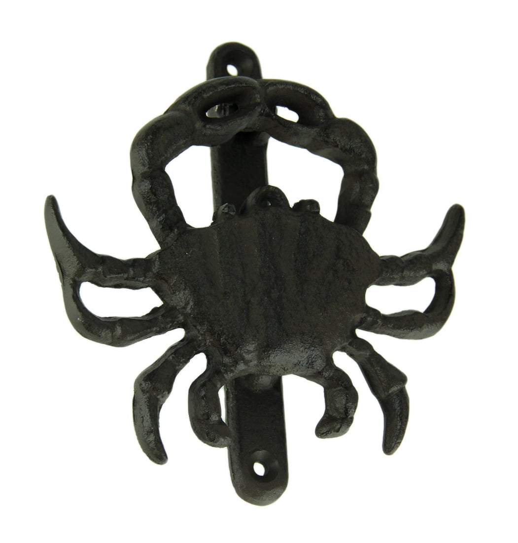 Rustic Black Cast Iron Coastal Crab Door Knocker