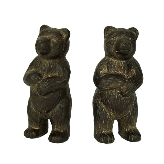 Rustic Brown Cast Iron Standing Bear Bookends