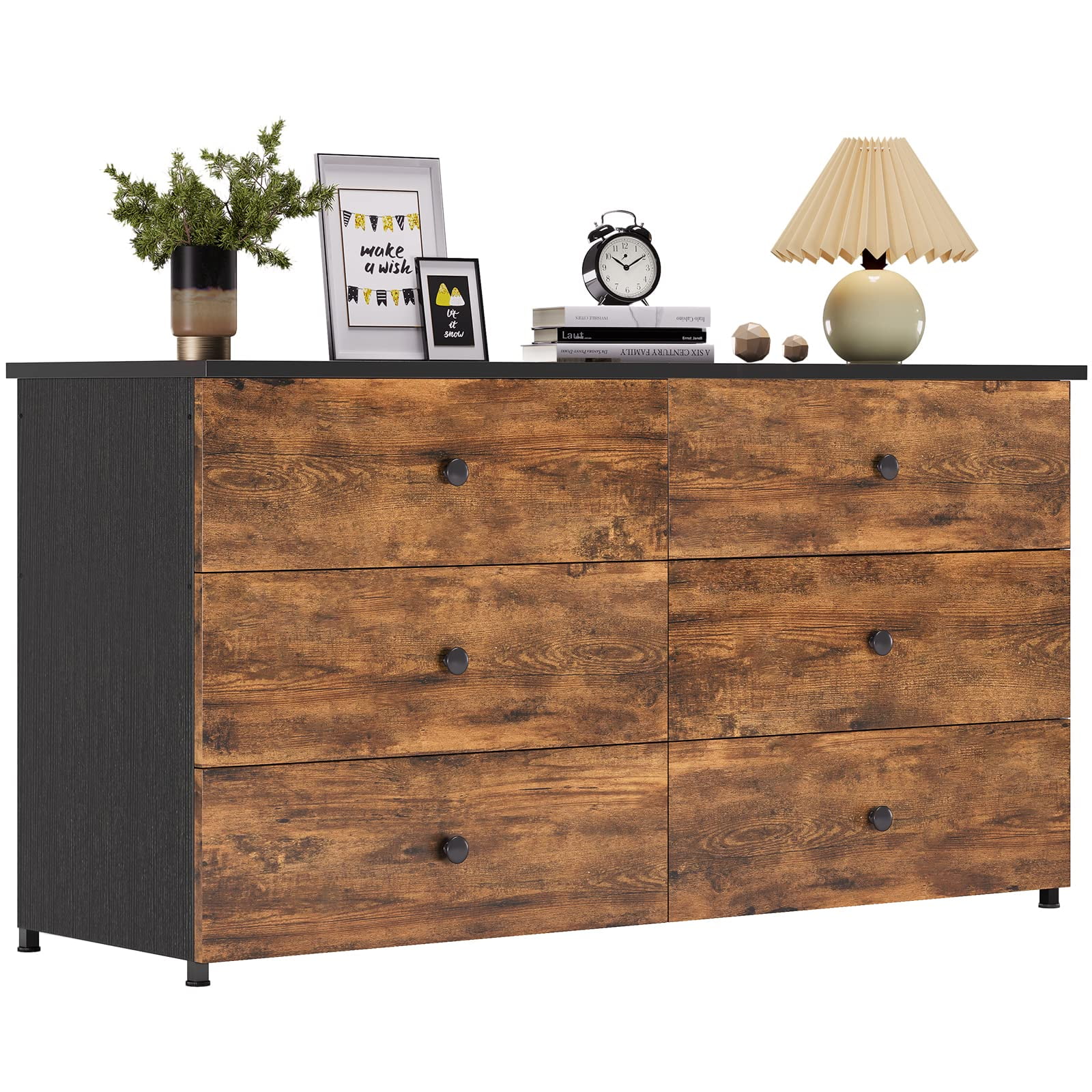 Rustic Brown Dresser for Bedroom, 6 Drawer Double Dresser - Walmart.com