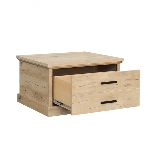 Rustic Brown Farmhouse Coffee Table with Drawer Storage | Durable Engineered Wood & Metal Filler | Laminated Finish | 32.21" W | Multifunctional Living Room Furniture | Made in USA