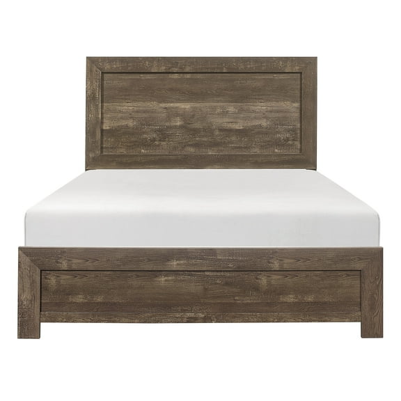 Rustic Brown Finish 1pc Queen Size Bed Panel Headboard Footboard Wooden Bedroom Furniture
