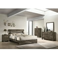 thumbnail image 1 of Rustic Brown Finish 4pc Full Size Platform Bedroom Set Bed Dresser Mirror Nightstand, 1 of 6