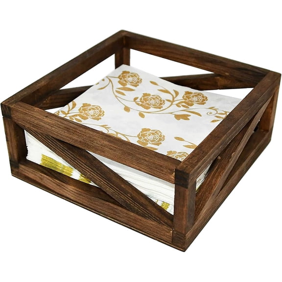 Rustic Brown Flat Napkin Holder Solid Wood for Kitchen Table and Countertops, Christmas Napkin Holder Farmhouse Style and Dcor for House, Office, Restaurant, Hotel, Caf, Bar