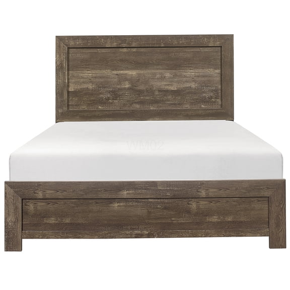 Rustic Brown Full Size Bed Frame with Headboard and Footboard, Wood Platform Bed for Bedroom, Easy Assembly