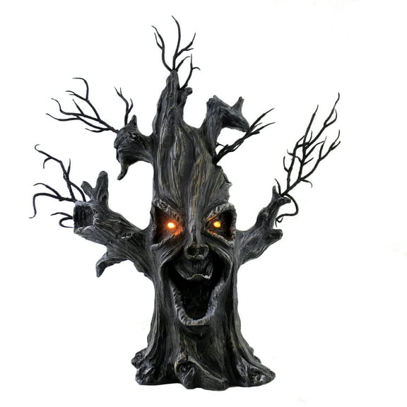 Rustic Brown Halloween Tree Face LED 13 inch Acrylic Decorative Tabletop Figurine