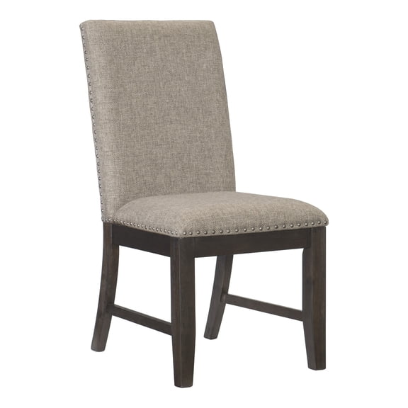 Rustic Brown Oak - Linen Covered Seat - Dining Table Setup - 250lbs Weight Chairs