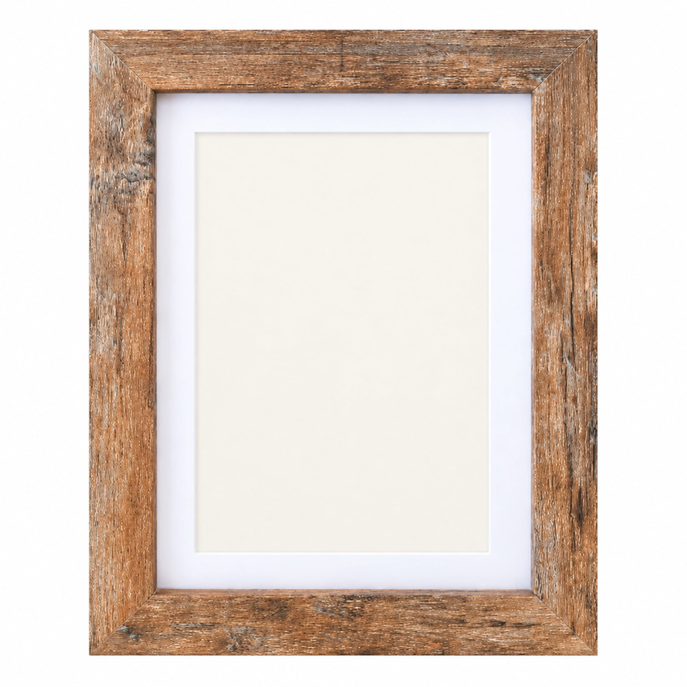 Rustic Pitcher Frame Rustic Brown Picture Frame with White Mat and Distressed Wood-Look ...