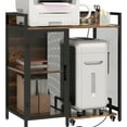 thumbnail image 1 of Rustic Brown Printer Cabinet With . 3-level Adjustable Shelf, Movable Handles, Office Storage Equipped Stand, Brown. Shelf For Tidy Office. Stable Wheels. Enhances Home Appearance, 1 of 6