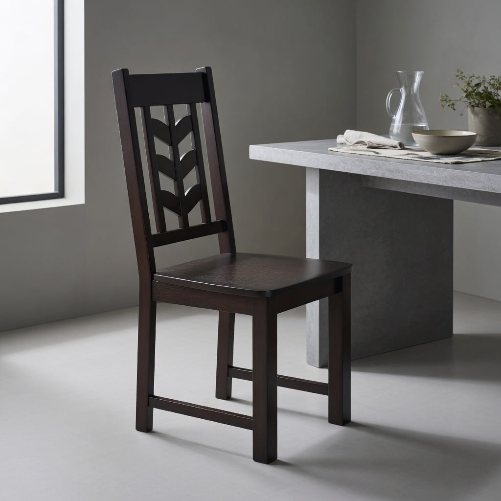 Rustic Brown Rubber Wood Dining Chairs Set of 2 – Ergonomic High-Back Kitchen Side Chairs with Leaf-Inspired Design, Sturdy 400 lb Capacity