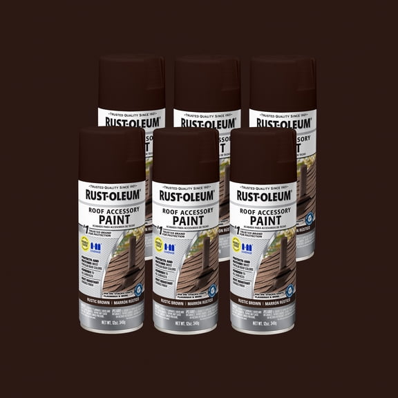 6 Pack, Rustic Slate, Rust-Oleum Stops Rust Flat Roof Accessory Spray Paint- 285222, 12 oz.