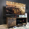 thumbnail image 1 of TV Console Table with Push-to-Open Storage Cabinets, Wood & Glass Media Console for TVs up to 65", Modern TV Console with Storage for Living Room or Bedroom, 1 of 1