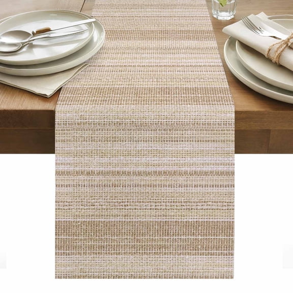 Rustic Brown Table Runner Farmhouse Vertical Striped Art Tablerunners 13 x 36 Inch, Table Decorations Tabletop Scarf for Summer Gathering Holiday Farmhouse Kitchen Dining Decor