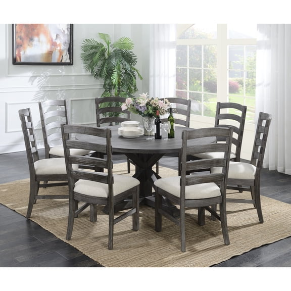 Rustic Brown Upholstered Dining Chair Set | Quick Assembly for Dining Tables | Solid Wood Composition | Minimal Maintenance Required