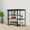 Rustic Brown Wine Rack Table, Wine Bar with Storage