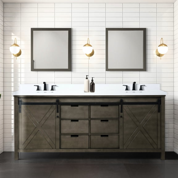 Rustic Brown Wood Double Vanity | Storage and Quick Installation | Bathroom Enhancement